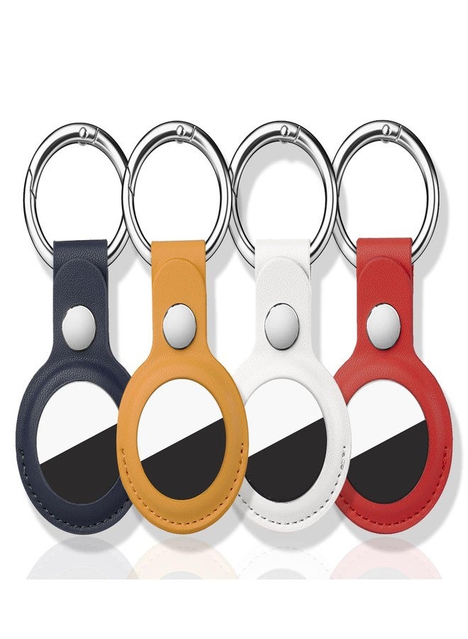 QYQa 4 Pack for Airtag Holder, for Air Tag Keychain, PU Leather for Airtag Case, Air Tagsmate for Luggage, Comes with Ring Metal Snap Keyring for Luggage, Keys, Pets, Kids Bag - Image 1